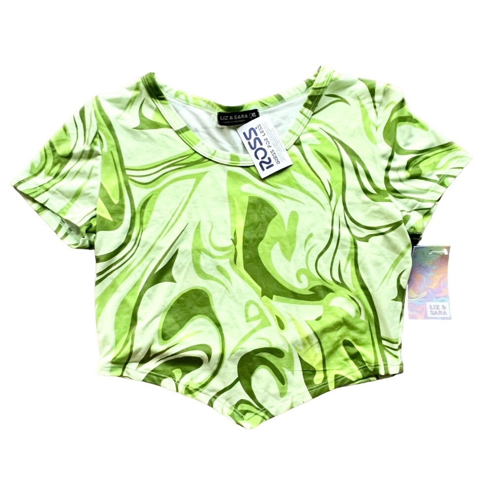 Groovy Green Swirls Cropped Baby Tee